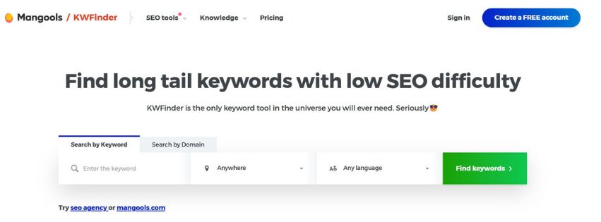 kw finder- keyword research tool