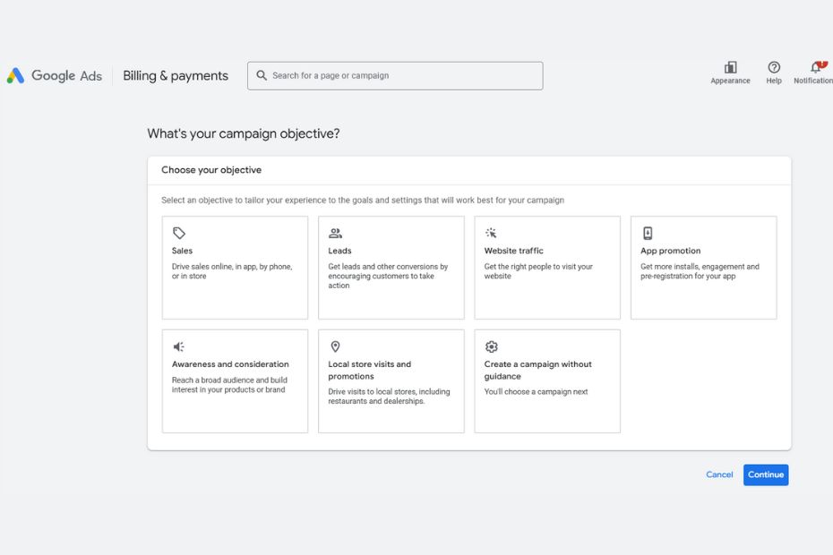 choose your objective- grow digitaly